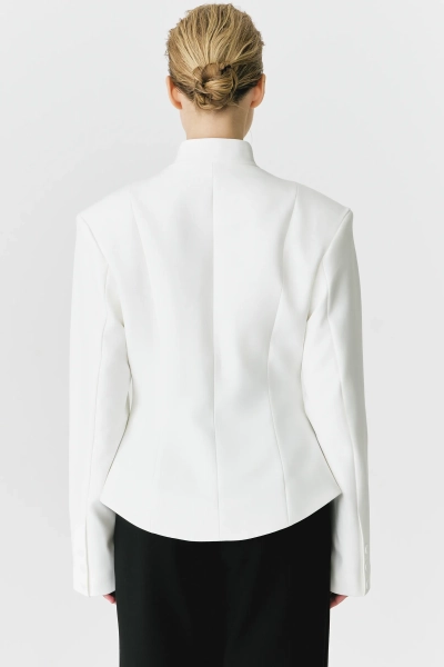 Жакет приталенный с рельефным воротником Ricoco, цвет: белый, 7052/1 купить онлайн
