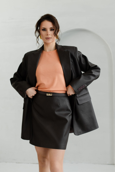 Жакет оверсайз из экокожи VLVT, цвет: коричневый, 00-00005296 купить онлайн