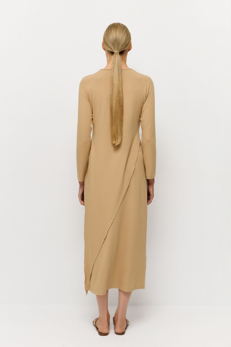 Лонгслив асимметричный AROUND, цвет: бежевый, 219_111VE01 купить онлайн