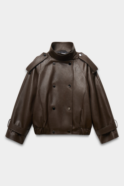 Куртка свободного силуэта из экокожи