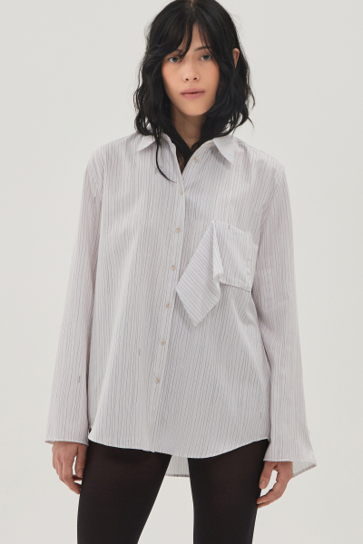 Рубашка мягкая в нарисованную полоску UNKE, цвет: белый, 2601SH001C_WH купить онлайн