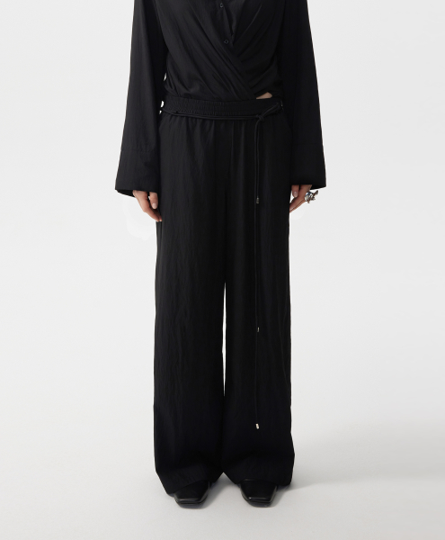 Брюки-палаццо с поясом на резинке GLVR, цвет: Черный, 126G21GAC6324 купить онлайн