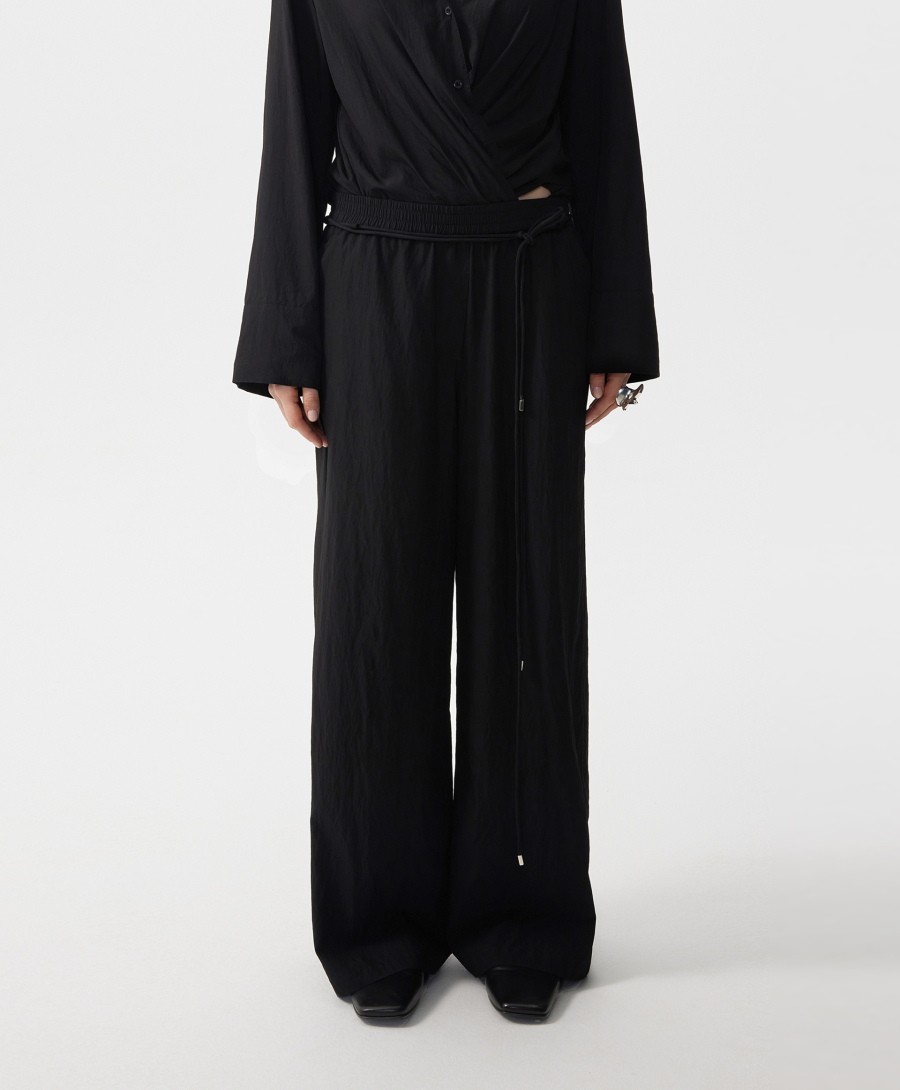 Брюки-палаццо с поясом на резинке GLVR, цвет: Черный, 126G21GAC6324 купить онлайн