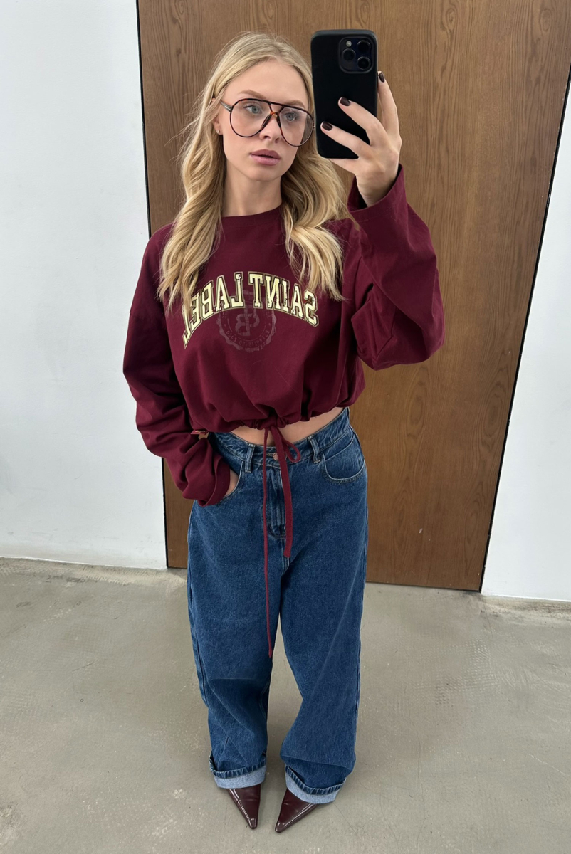 Лонгслив на кулисе (бордовый) Label .B, цвет: белый, Tp.03.5.41/2BRG купить онлайн