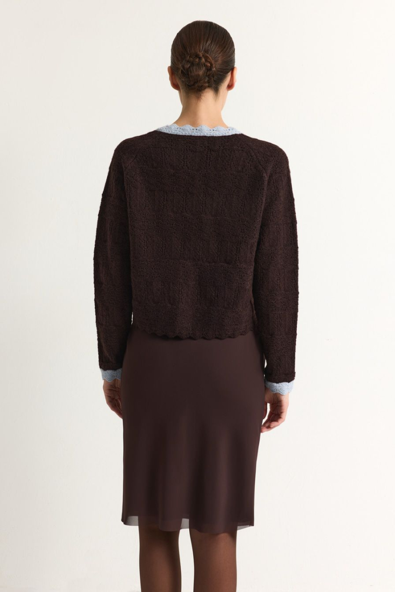 Кардиган с контрастной отделкой TOPTOP, цвет: коричневый, TT.051.17502.701 купить онлайн