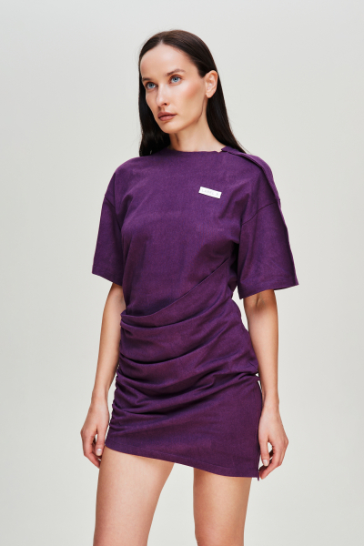 Платье мини асимметричное Label .B, цвет: фиолетовый,  купить онлайн