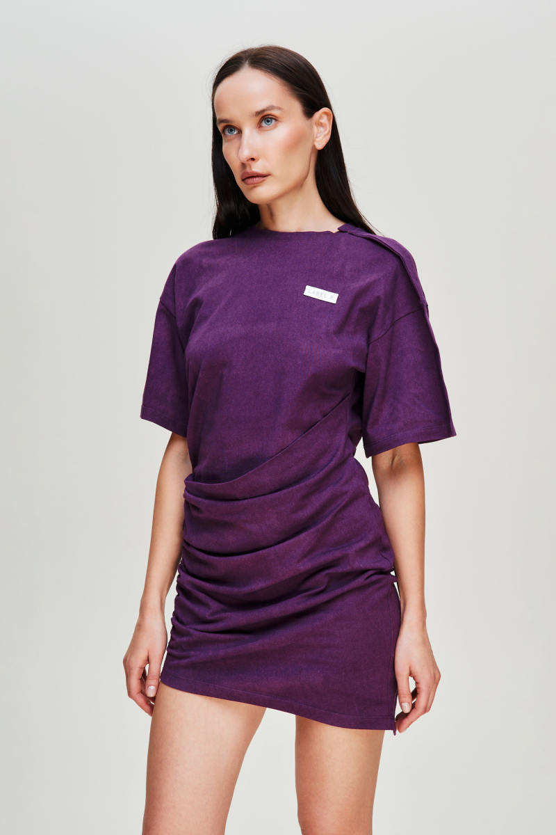 Платье мини асимметричное Label .B, цвет: фиолетовый,  купить онлайн