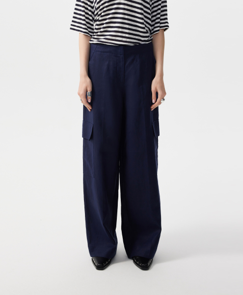 Брюки-трубы льняные средней посадки GLVR, цвет: Черный, 126G23GAC6315 купить онлайн