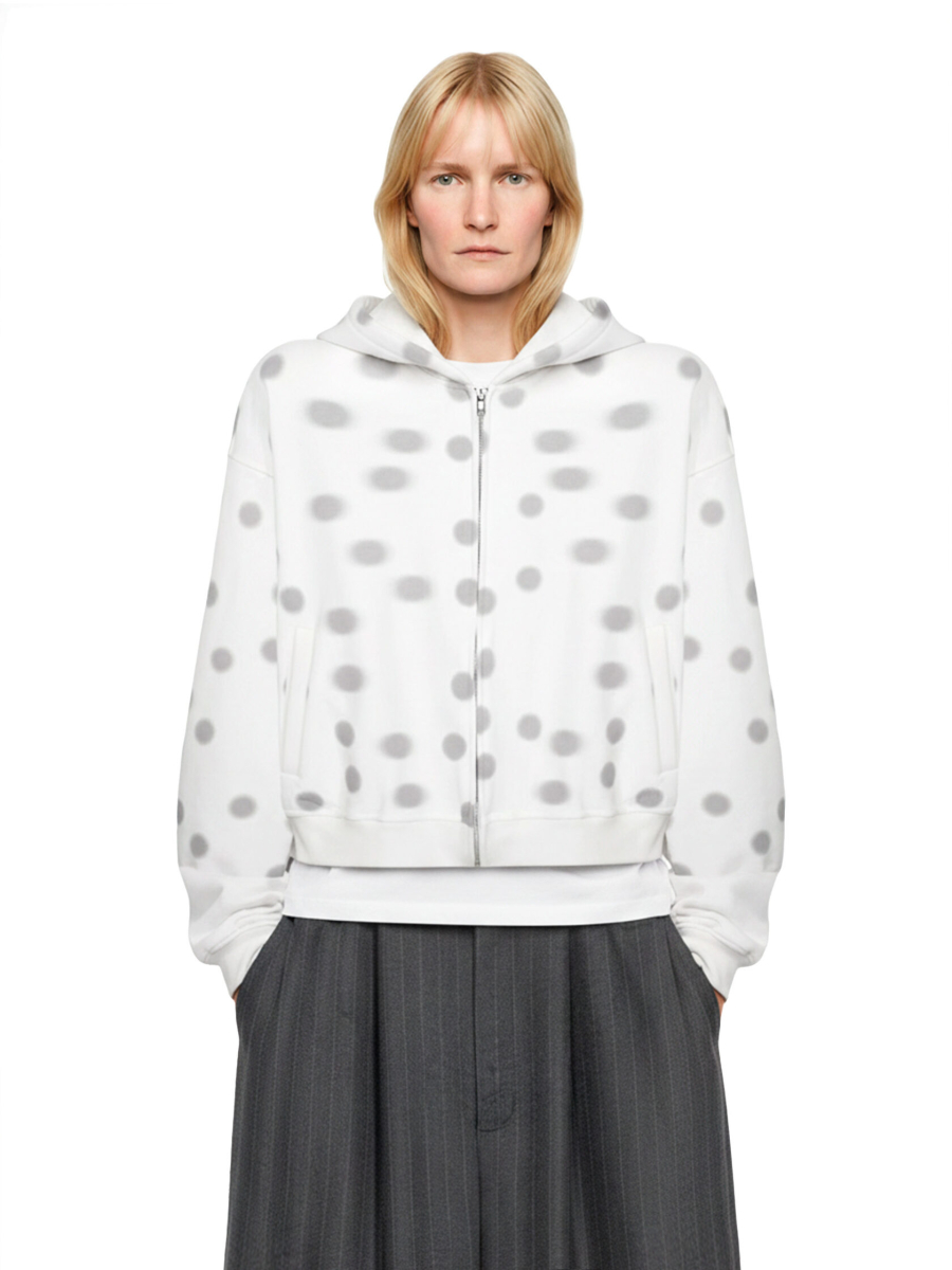 Худи с маской в пудровый горох YOUR ANTIHERO, цвет: белый,  купить онлайн