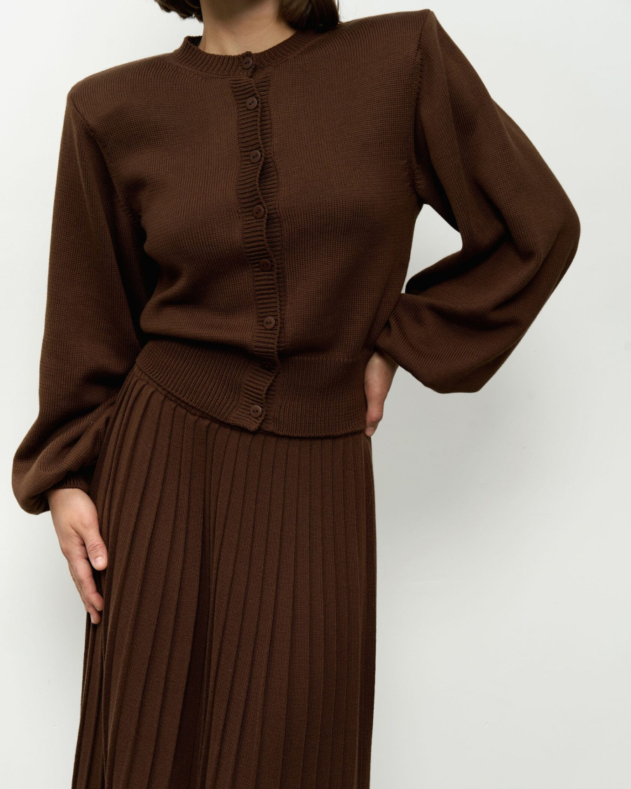 Вязаный костюм с длинной юбкой YONSRU, цвет: шоколад, 823 купить онлайн