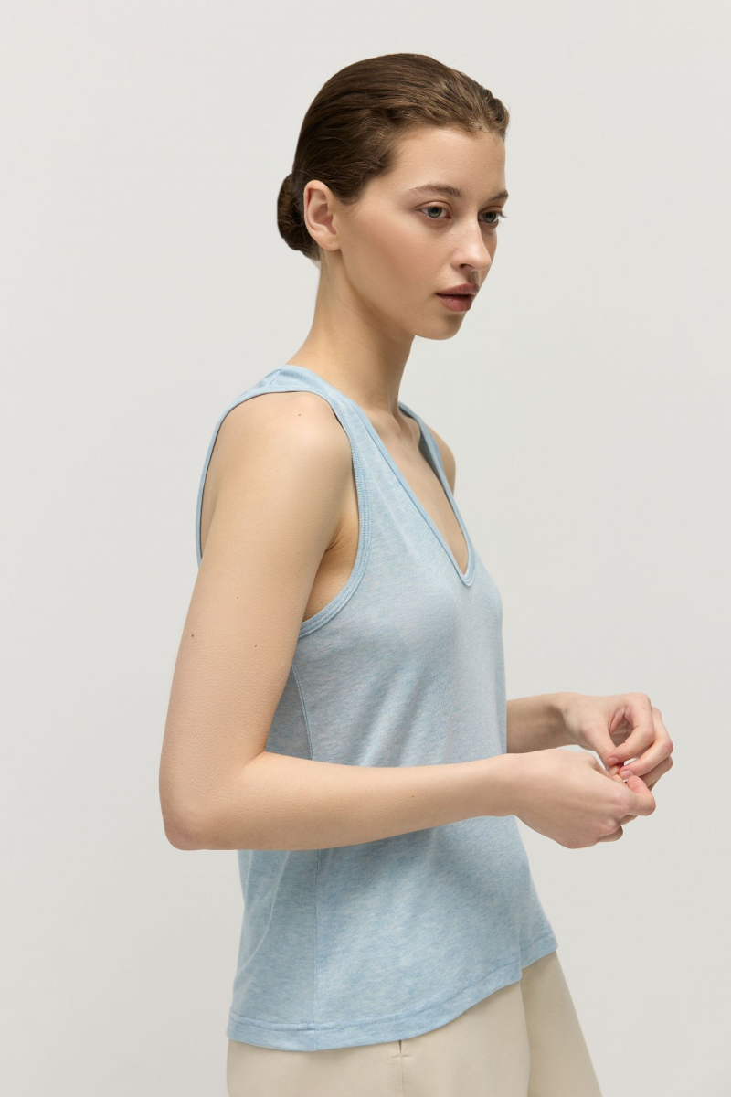 Майка с глубоким вырезом из тенсела AROUND, цвет: голубой, 269_61TW04 купить онлайн