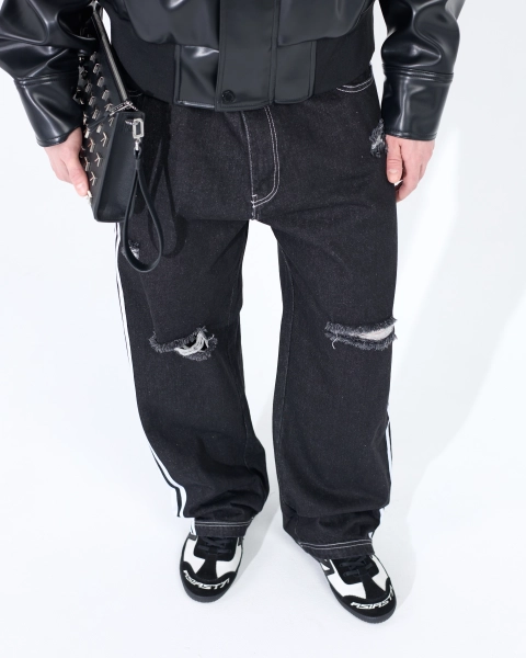 Джинсы с лампасами ASIA ST 71, цвет: Черный, Ast71.jeans-stripes-bl купить онлайн