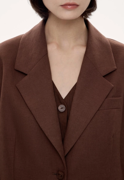 Женский жакет льняной MUTED, цвет: коричневый, 904737.WJKT0001_Brown купить онлайн