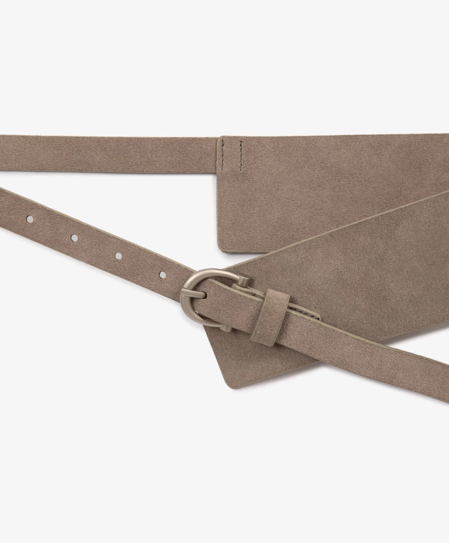 Пояс асимметричный из натуральной велюровой кожи GLVR, цвет: коричневый 126G22GAA2312 купить онлайн