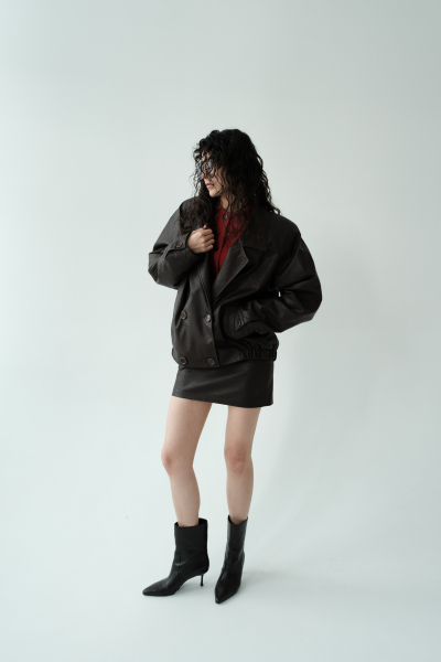 Бомбер винтажный НИ ИМЕНИ, НИ ПОХОЖИХ, цвет: коричневый, 00-00000375 купить онлайн