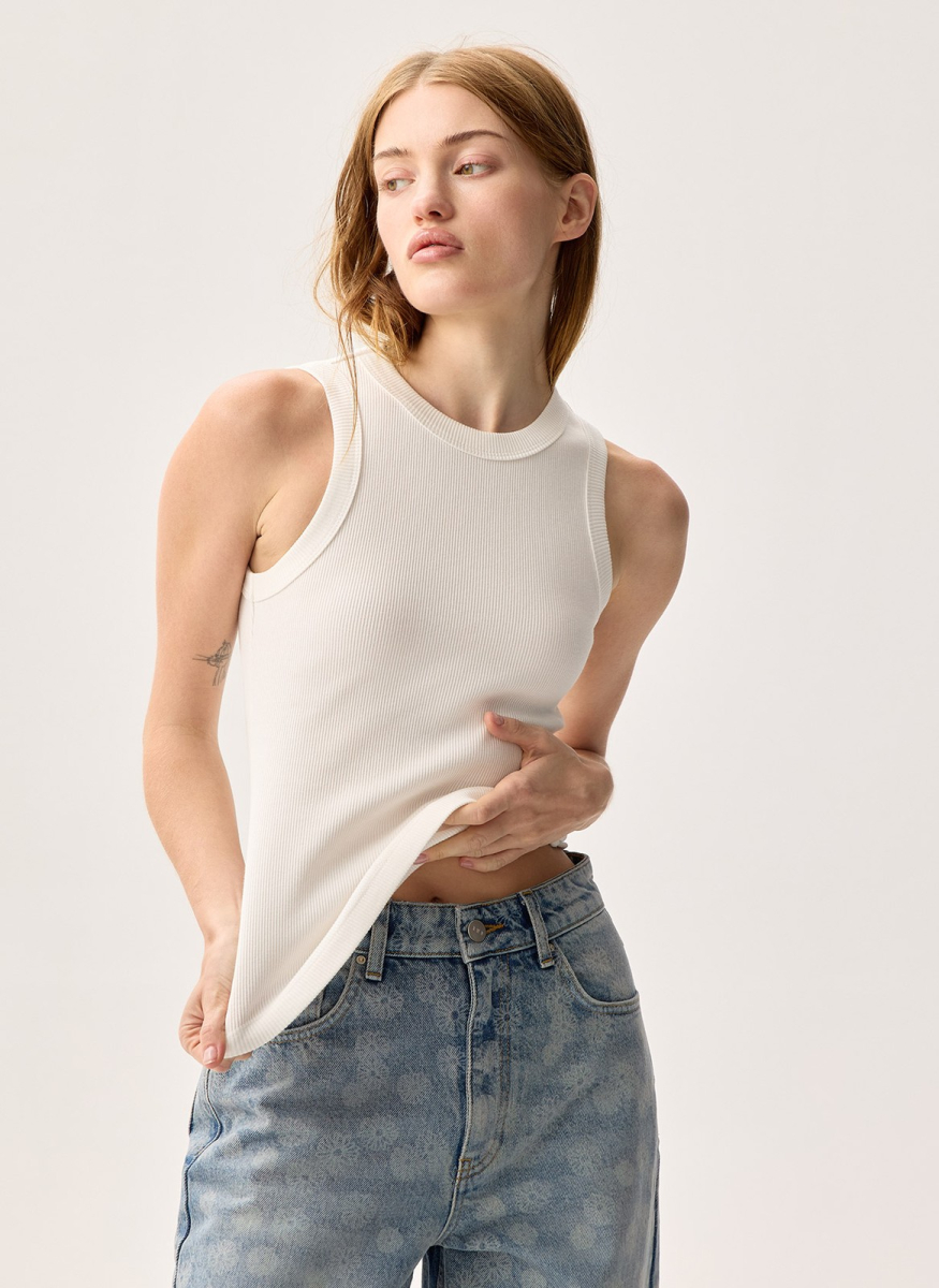 Майка в рубчик ALL WE NEED, цвет: белый,  купить онлайн