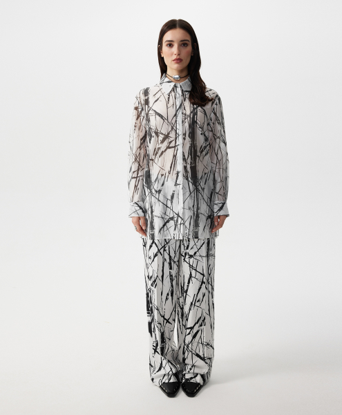 Блузка удлиненная из полупрозрачной ткани GLVR, цвет: белый, 126G21GAC2223 купить онлайн