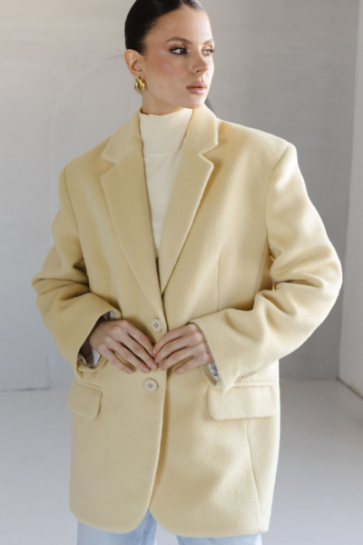 Пальто из смесовой шерсти однобортное укороченное