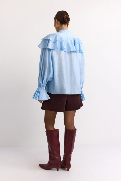 Блуза с воланами TOPTOP, цвет: голубой, TTS.020.17360.600 купить онлайн