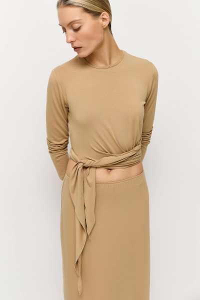 Лонгслив асимметричный AROUND, цвет: бежевый,  купить онлайн