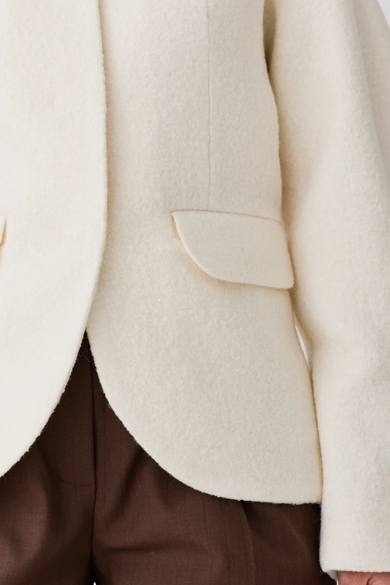 Жакет О-образный из фактурной шерсти Ricoco, цвет: белый, 6084/1 купить онлайн