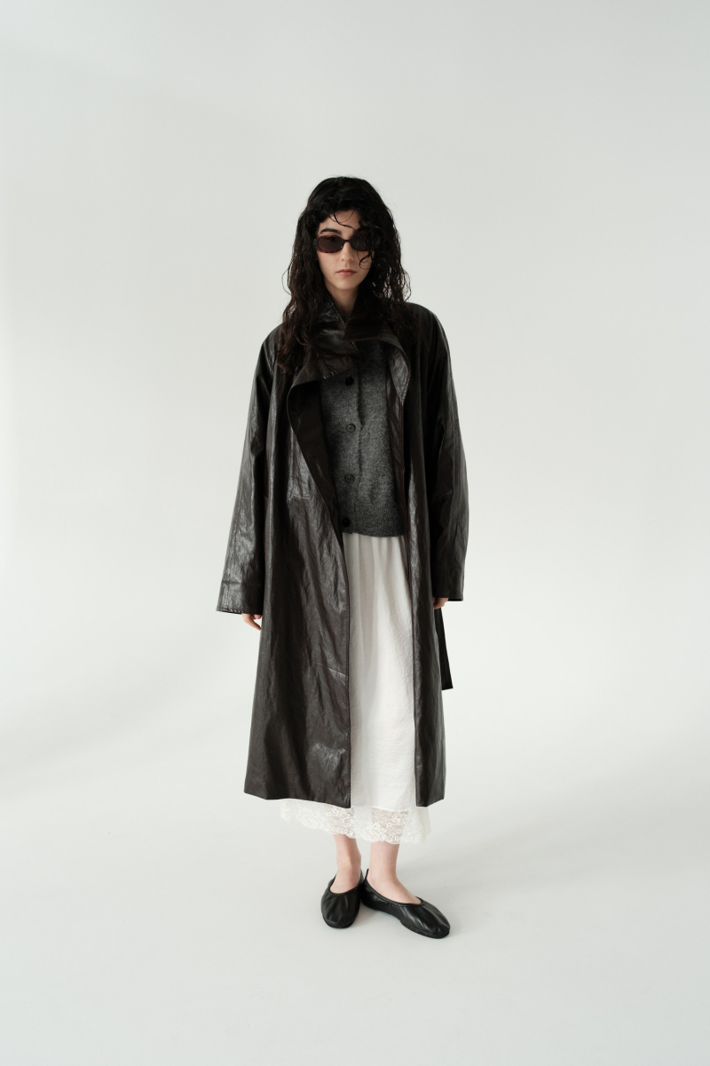 Тренч кожаный НИ ИМЕНИ, НИ ПОХОЖИХ, цвет: коричневый, 00-00000371 купить онлайн