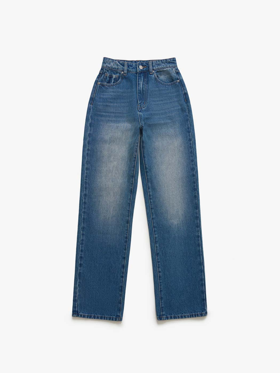 Джинсы прямые с высокой посадкой