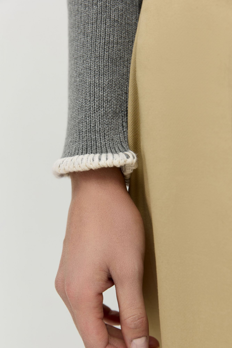 Джемпер в рубчик с ручной отделкой AROUND, цвет: серый, 219_120CA05 купить онлайн