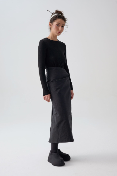 Юбка из бумажной ткани UNKE, цвет: Черный, 2601SK003C_BL купить онлайн