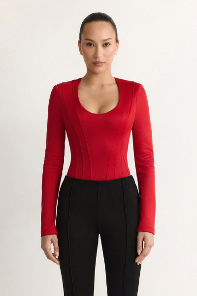 Боди с широкими плечами TOPTOP, цвет: красный, TTS.023.18296.320 купить онлайн