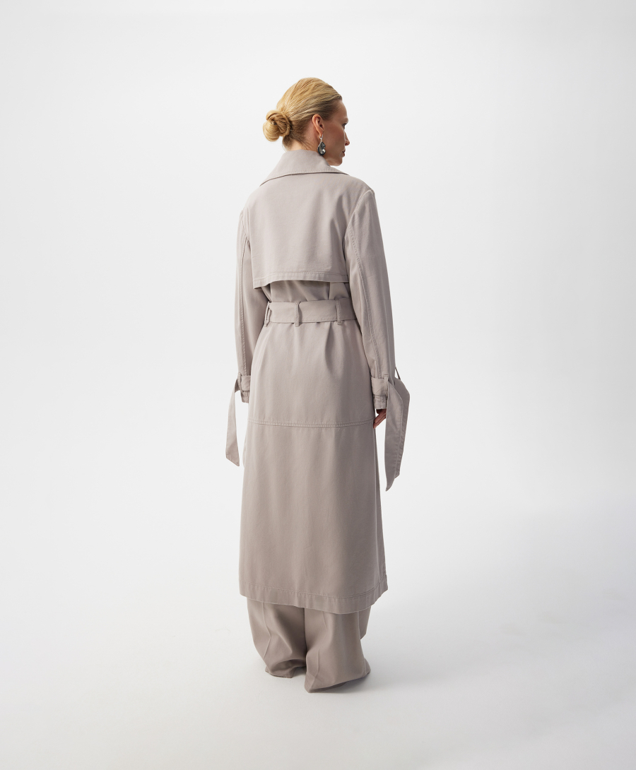 Плащ с запахом из денима GLVR, цвет: серый, 126G22GAC4411 купить онлайн