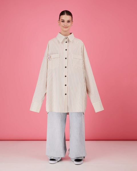 Рубашка макси оверсайз #34 TABOO, цвет: молочный, Rub34 купить онлайн