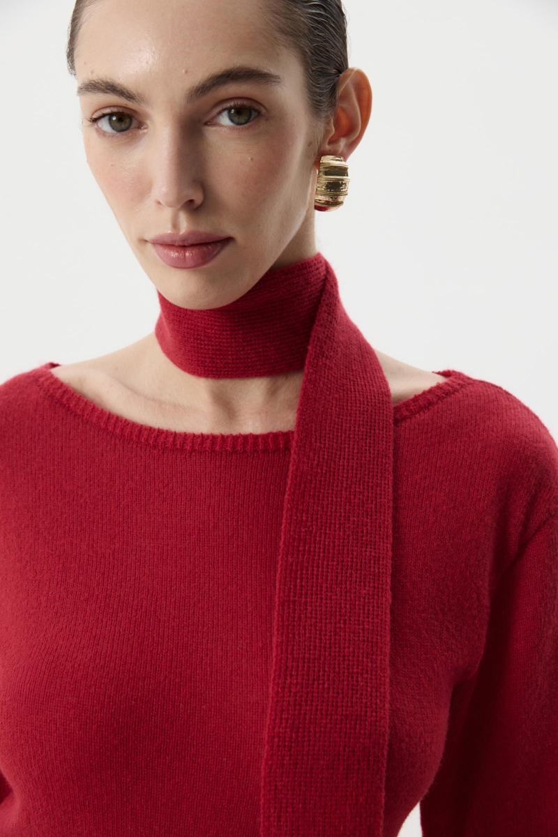 Лонгслив с шарфом Charmstore, цвет: Бордовый, 313-51585-451 купить онлайн