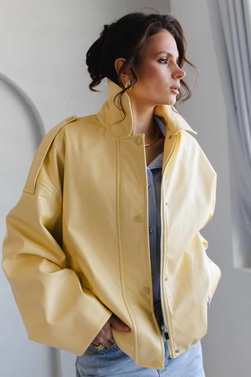 Бомбер из экокожи VLVT, цвет: Желтый, 00-00005292 купить онлайн