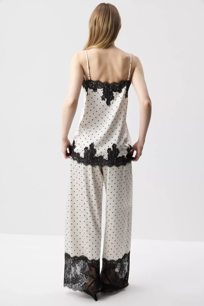 Топ на бретелях с кружевом Charmstore, цвет: горох на молочном 114-56760-1002 |трендовая новинка купить онлайн