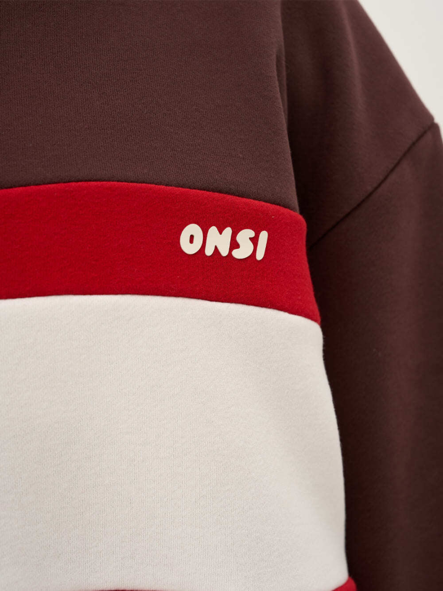 Свитшот с цветными вставками ONSI, цвет: коричневый,  купить онлайн