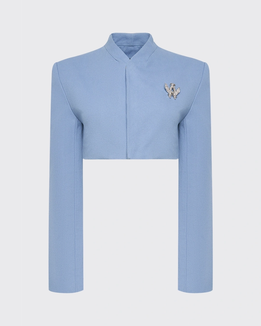 Жакет укороченный из канваса ASIA ST 71, цвет: синий, Ast71.jacket-crop-canvas-blue купить онлайн