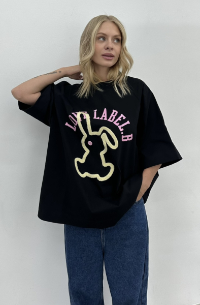 Футболка с рукавом реглан (черная)