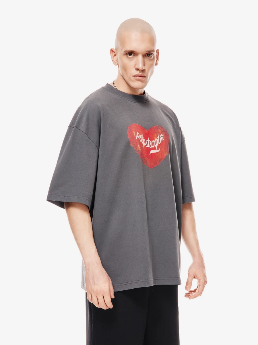 Футболка оверсайз с принтом p.p.s., цвет: серый, 1039.01.00.GRY купить онлайн