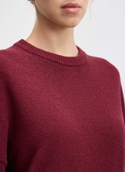 Джемпер фактурной вязки из хлопка ALL WE NEED, цвет: Бордовый,  купить онлайн