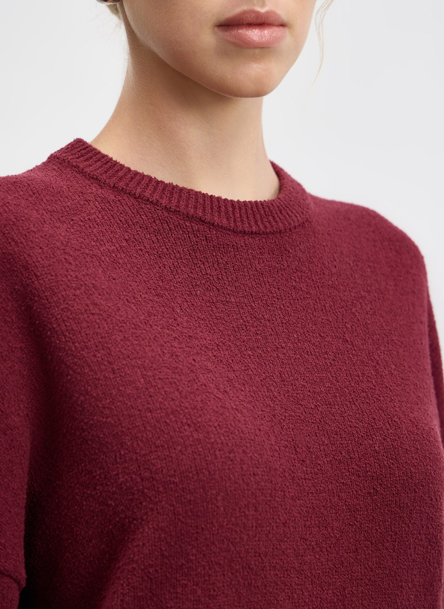 Джемпер фактурной вязки из хлопка ALL WE NEED, цвет: Бордовый,  купить онлайн