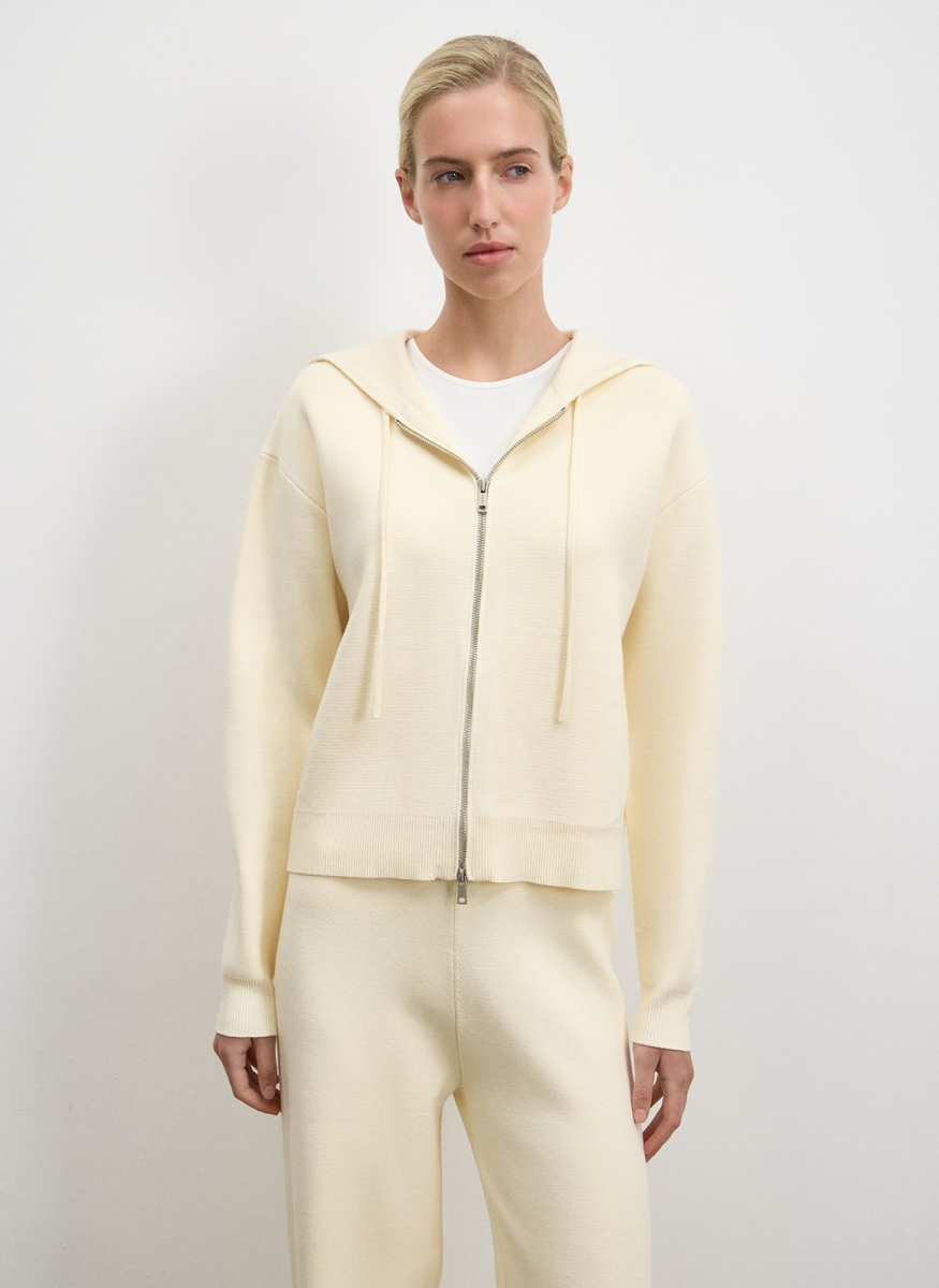 Джемпер с капюшоном на молнии вязаный