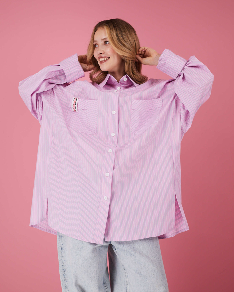 Рубашка макси овер #20 TABOO, цвет: розовый, Rub20 купить онлайн