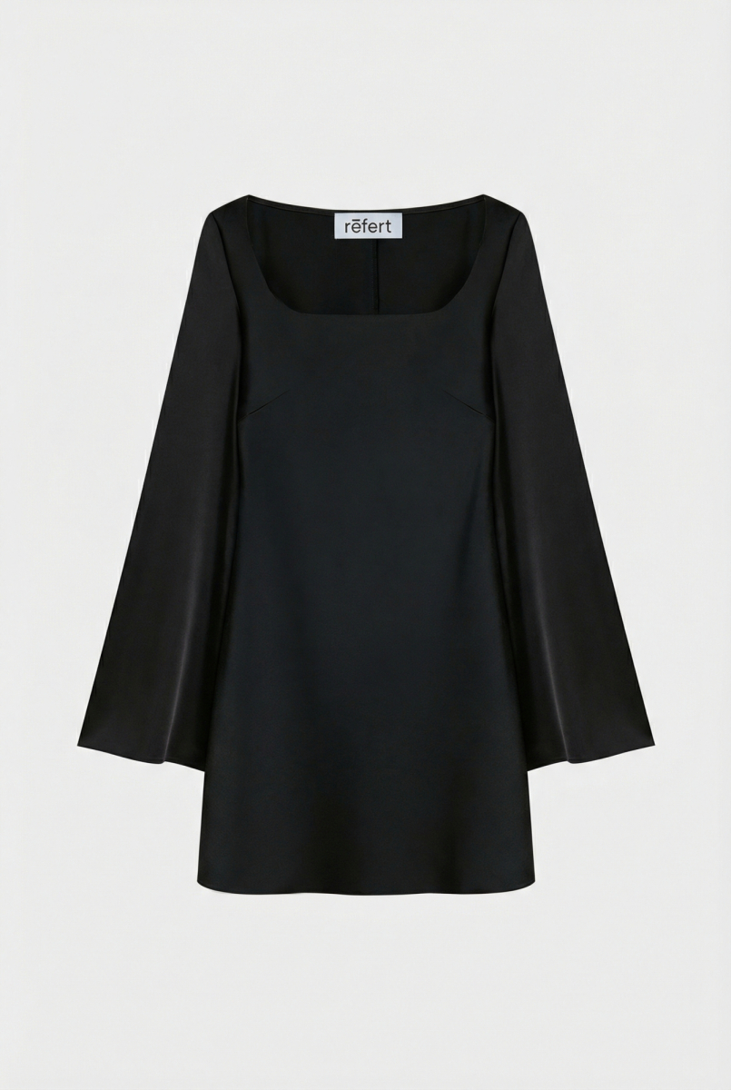 Платье с квадратным вырезом из сатина