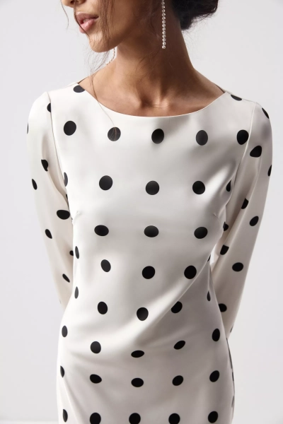 Платье из сатина с расклешенными рукавами Charmstore, цвет: черный горох на молочном 111-56260-1005 |трендовая новинка купить онлайн