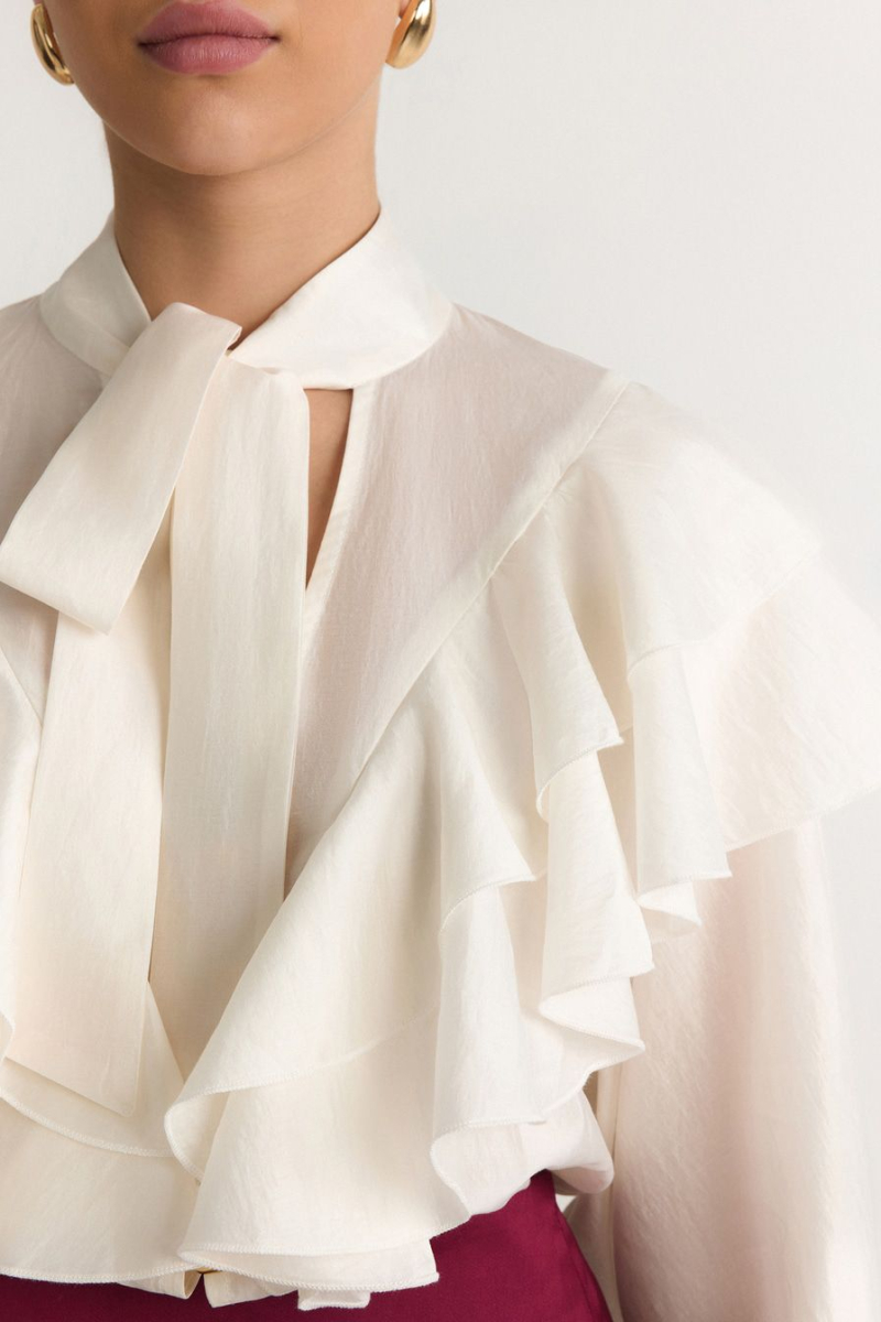 Блуза с воланами TOPTOP, цвет: белый, TTS.020.17360.100 купить онлайн