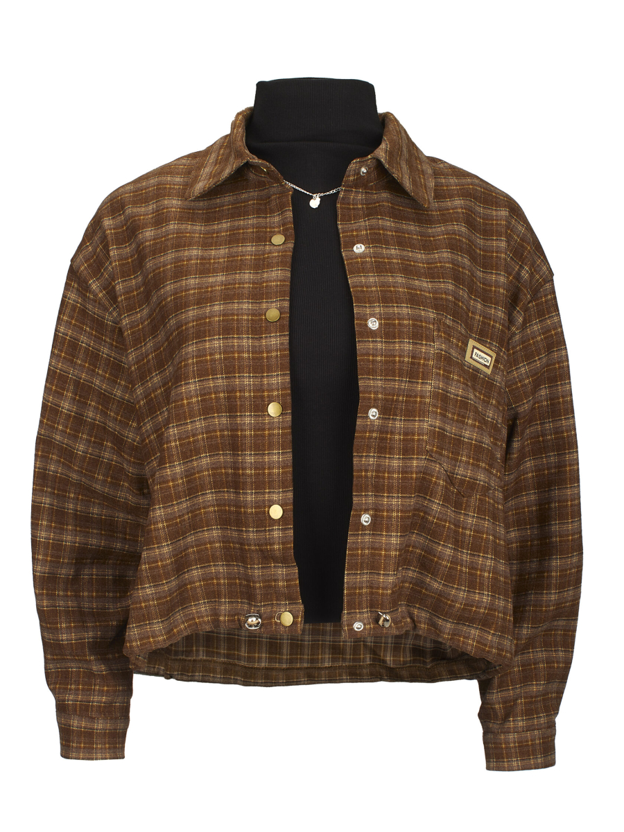 Рубашка в клетку укороченная SAGAS, цвет: коричневый, 5500105 купить онлайн