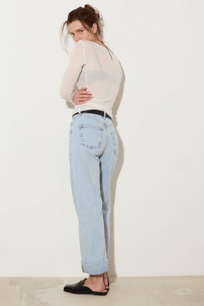 Джинсы прямые с завышенной посадкой Ricoco, цвет: голубой, 3066/2 купить онлайн