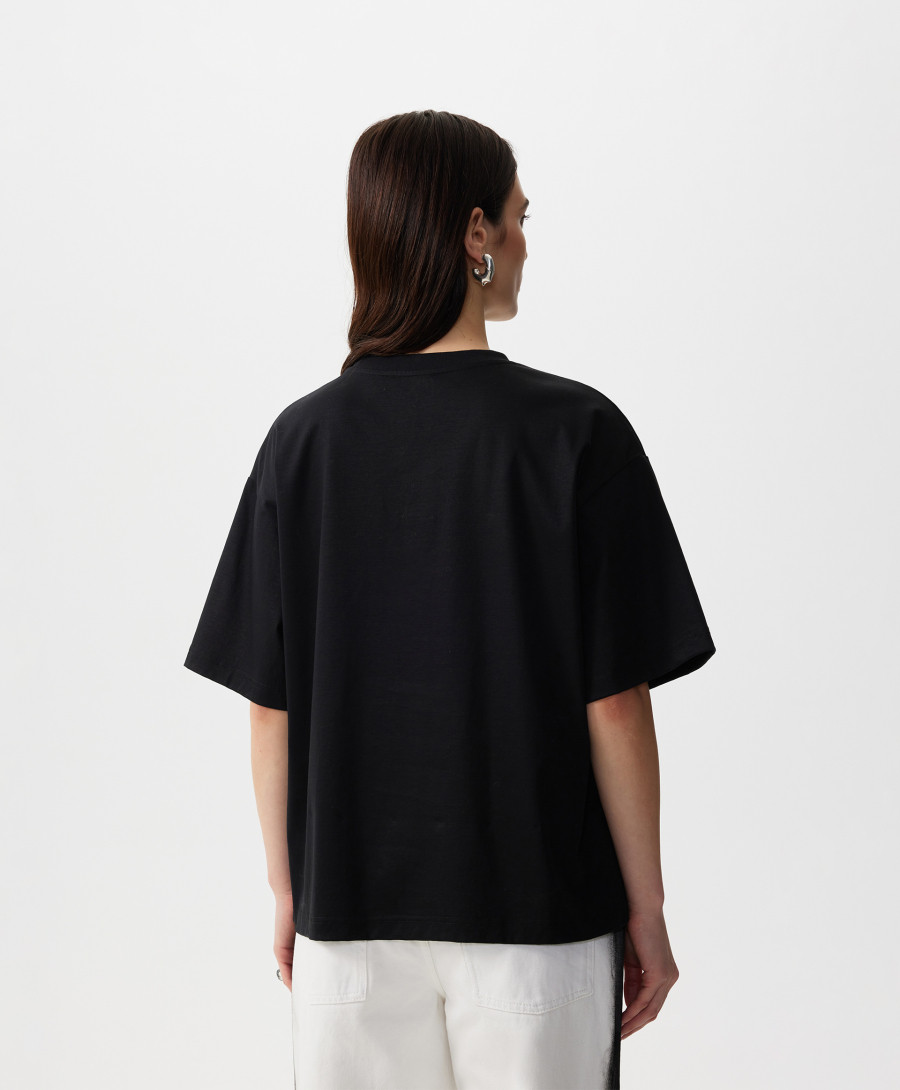 Футболка с отделкой из кружева GLVR, цвет: Черный, 126G21GAC1218 купить онлайн