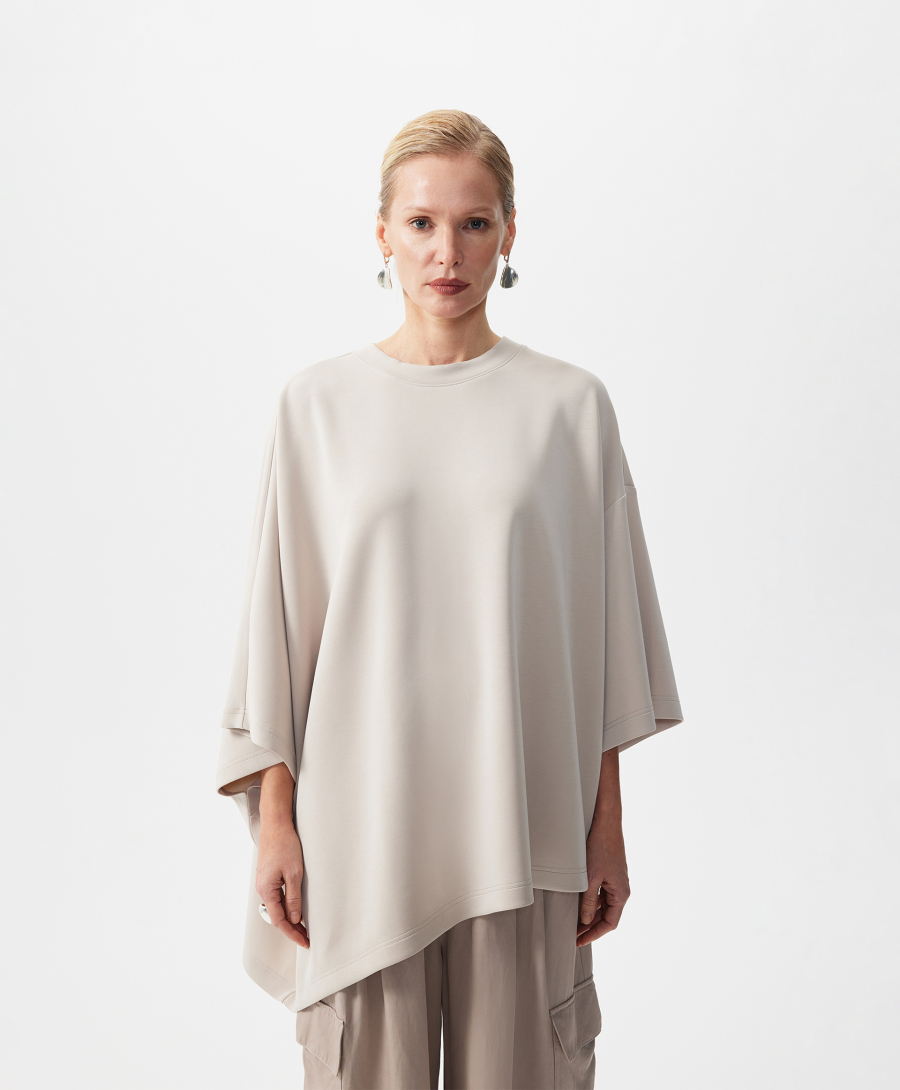 Футболка с асимметричными рукавами GLVR, цвет: серый, 126G22GAC1221 купить онлайн